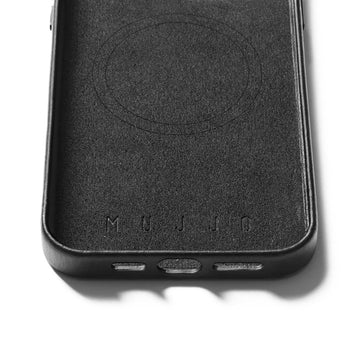 Mujjo Full Leather Wallet Case for iPhone 15 Pro Max, Black