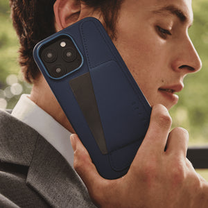  Mujjo Full Leather Wallet Case for iPhone 16 Pro Max, Blue 